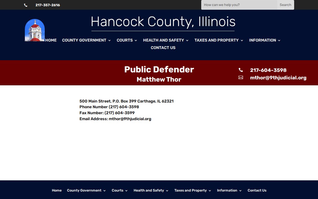 Carthage criminal records and Hancock Public Defender