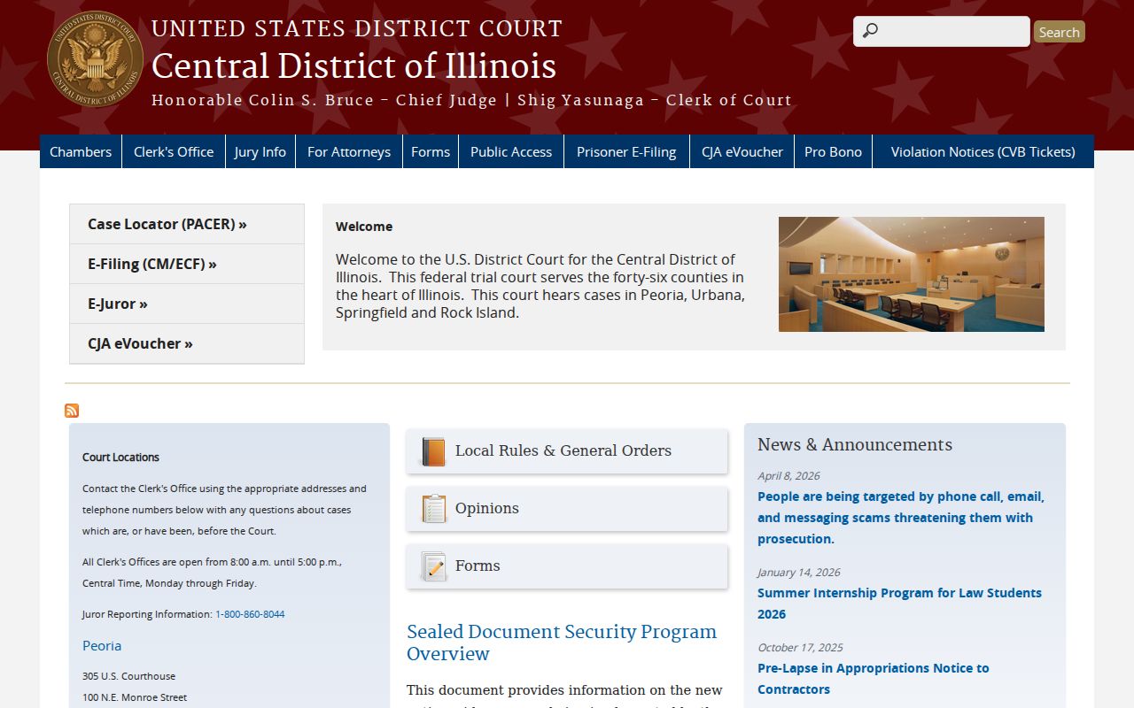 Federal criminal court cases for Hancock County Illinois