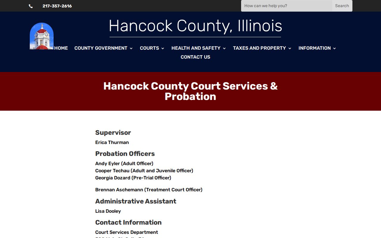 Hancock County criminal records probation office