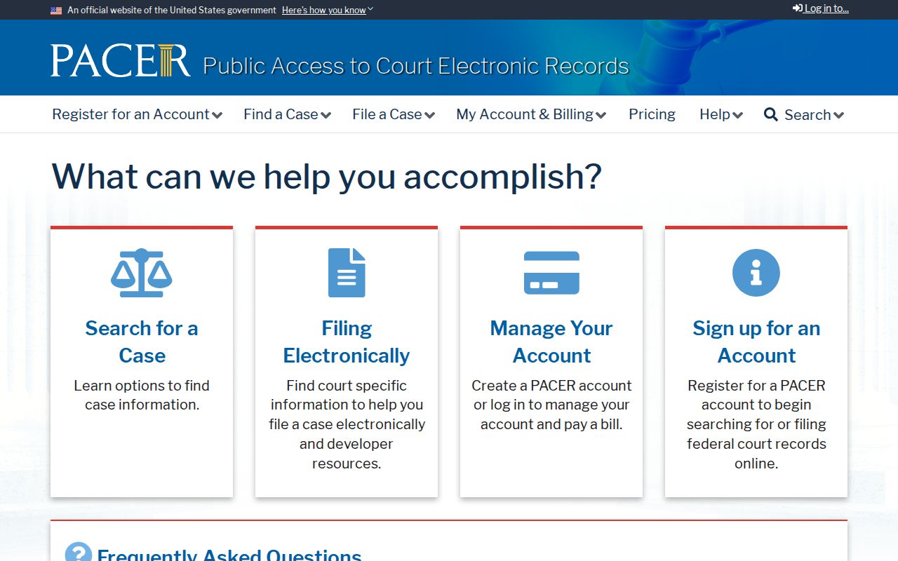 Warsaw criminal records access through PACER federal courts